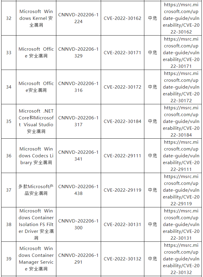 信息安全漏洞月報（2022年6月）表9.5